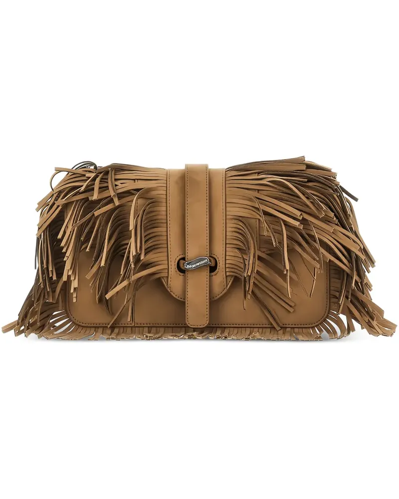 Emporio Armani Botech Capsule Schultertasche mit Fransen - Nude Nude