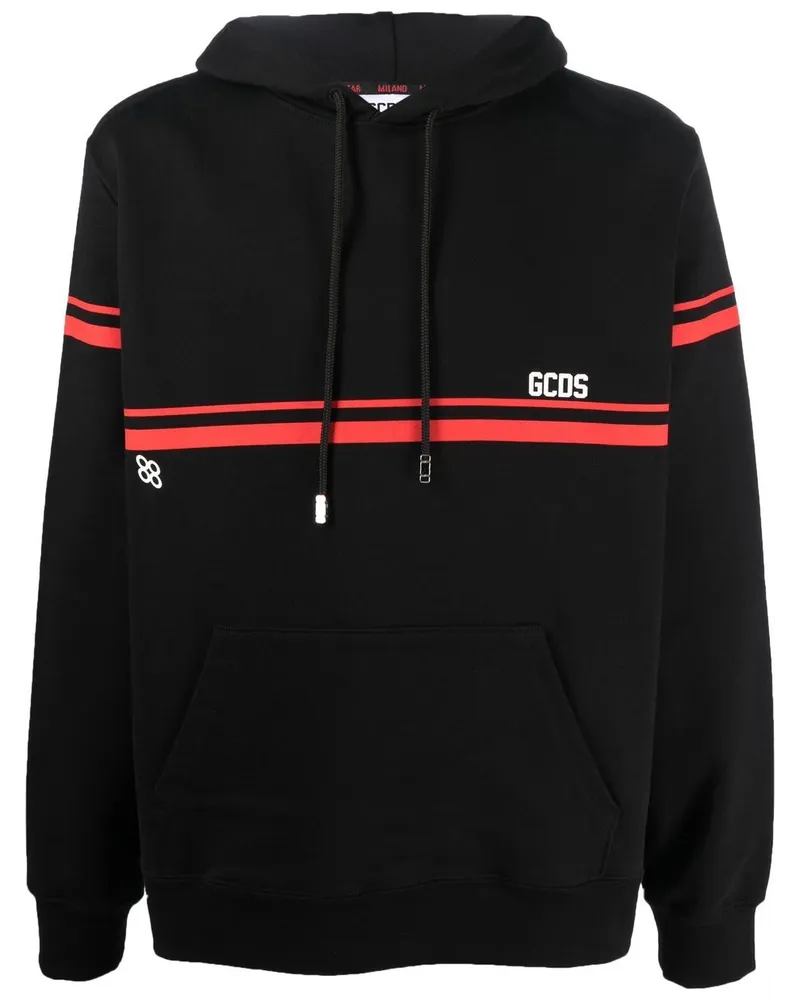 GCDS Hoodie mit Streifendetail Schwarz