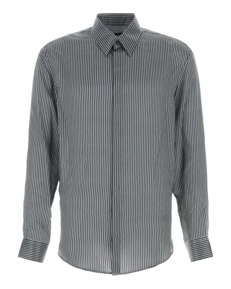 Giorgio Armani Seidenhemd mit Print - Schwarz Schwarz