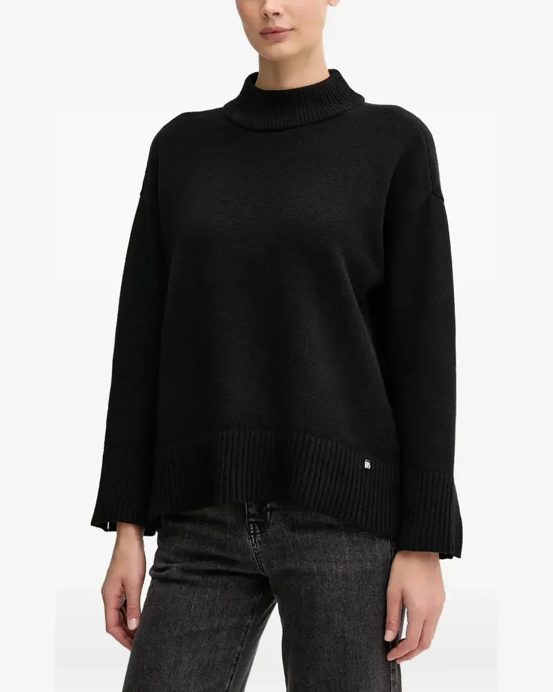 DKNY Gerippter Strick mit Stehkragen - Schwarz Schwarz