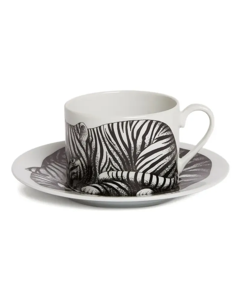 Fornasetti zebra-print tea cup (set off two) - Weiß Weiß
