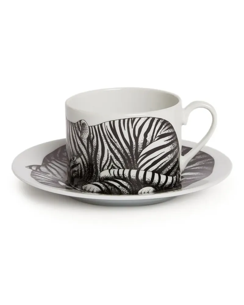 Fornasetti Teetassen mit Zebra-Print (2er-Set) - Weiß Weiß