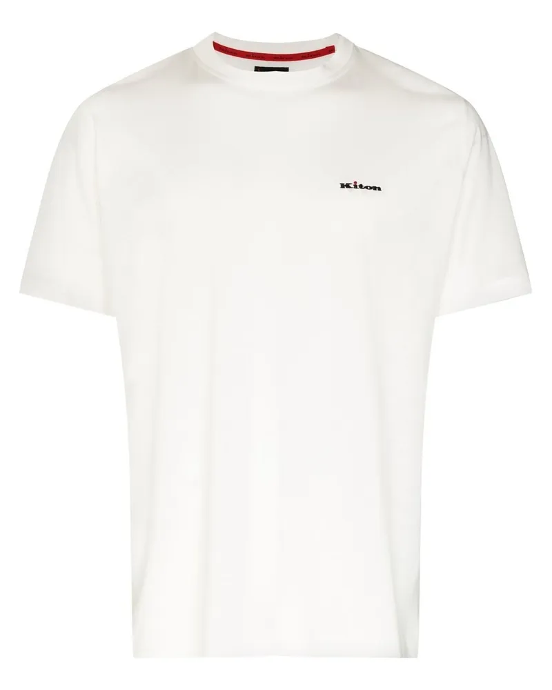 Kiton T-Shirt mit Logo-Print Weiß