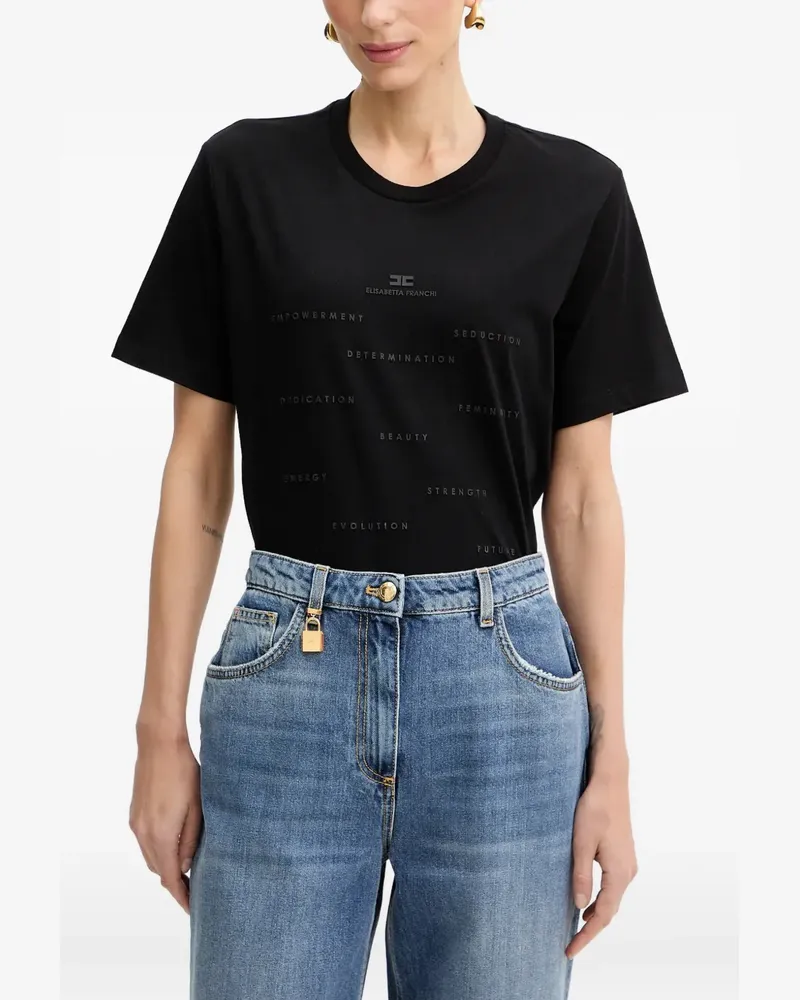 Elisabetta Franchi T-Shirt mit Print - Schwarz Schwarz