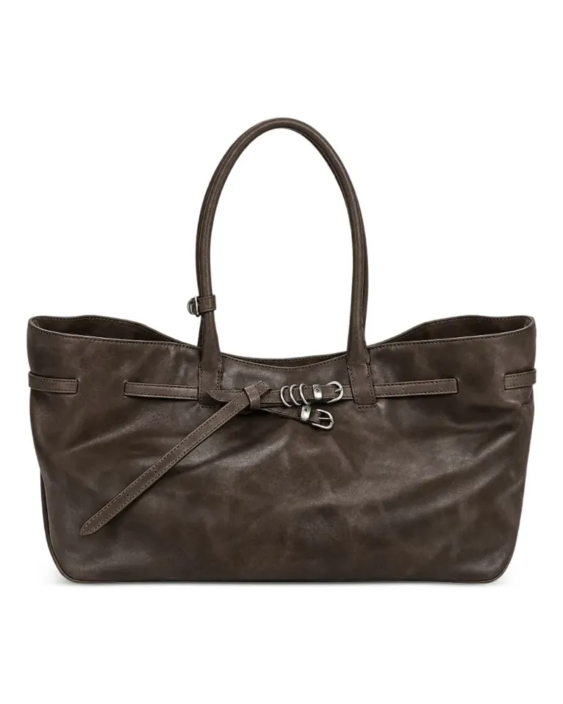 Marge Sherwood Grandma Leder-Schultertasche mit Gürtelriemen - Braun Braun