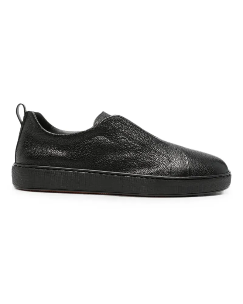 Santoni S-Victory grainy-leather slip-on sneakers - Schwarz Schwarz