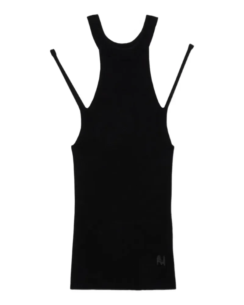 MSGM Geripptes Tanktop mit Cut-Outs - Schwarz Schwarz