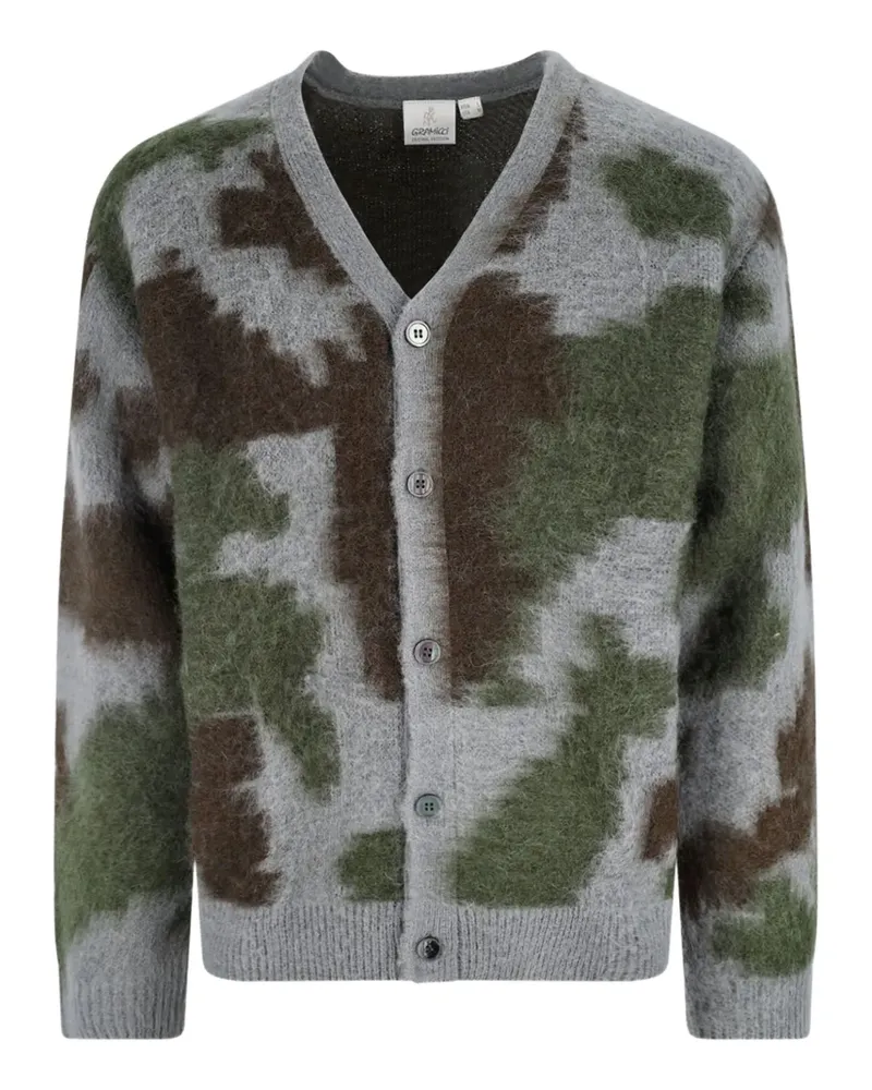 GRAMICCI camouflage-pattern V-neck cardigan - Grau Grau