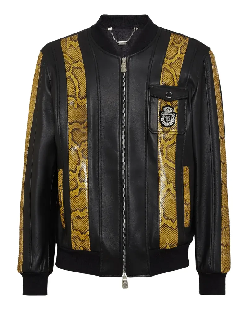 Billionaire leather bomber jacket - Schwarz Schwarz