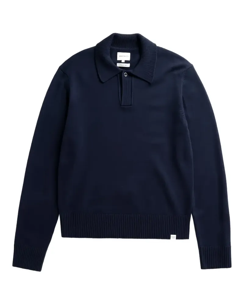 Norse Projects Anholt Poloshirt aus Lammwolle - Blau Blau