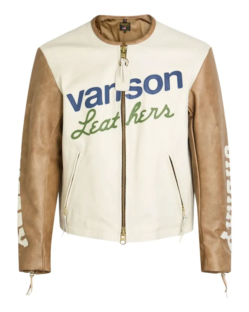 CHERRY LA Vanson logo-patch leather jacket - Weiß Weiß