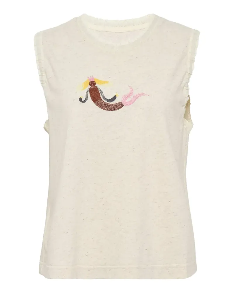 Renli Su embroidered T-shirt - Nude Nude