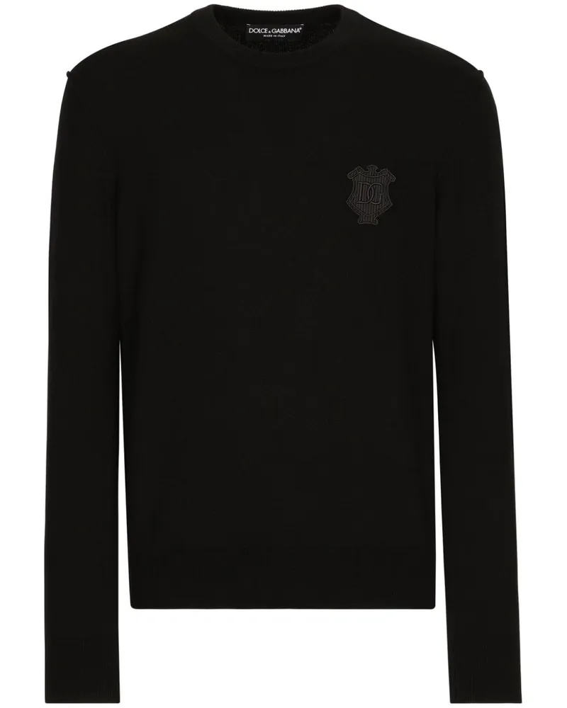 Dolce & Gabbana Kaschmirpullover mit Logo-Patch - Schwarz Schwarz