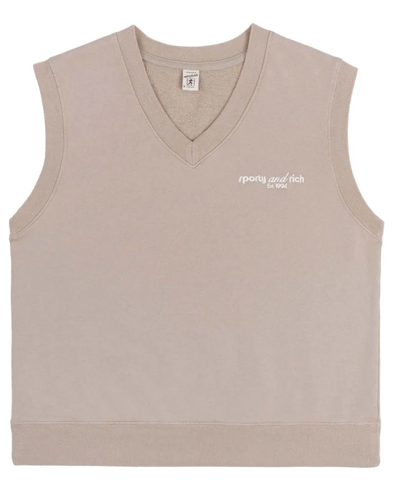 SPORTY & RICH Tank Trägershirt mit Logo-Stickerei - Nude Nude