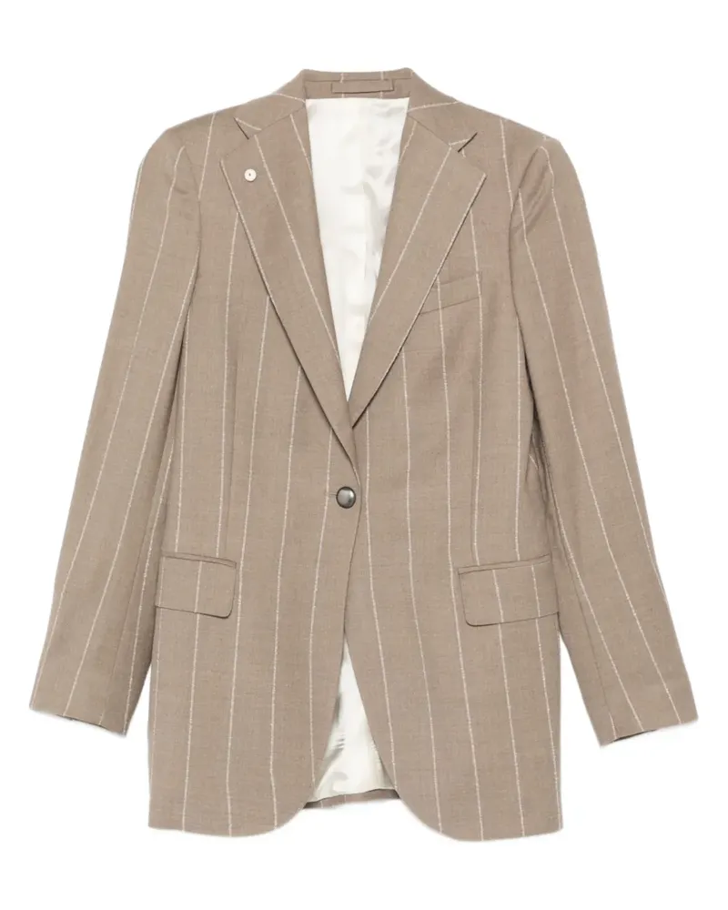 Luigi Bianchi Mantova striped-pattern blazer - Nude Nude