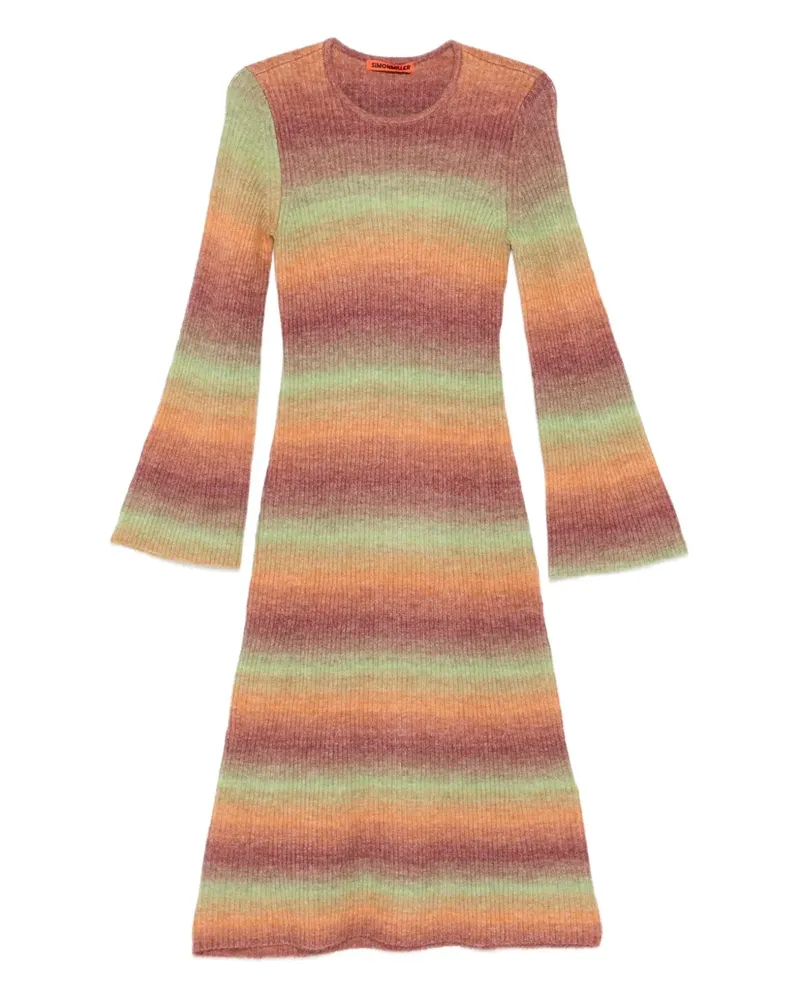 Simon Miller Gestreiftes Axon Midikleid - Orange Orange