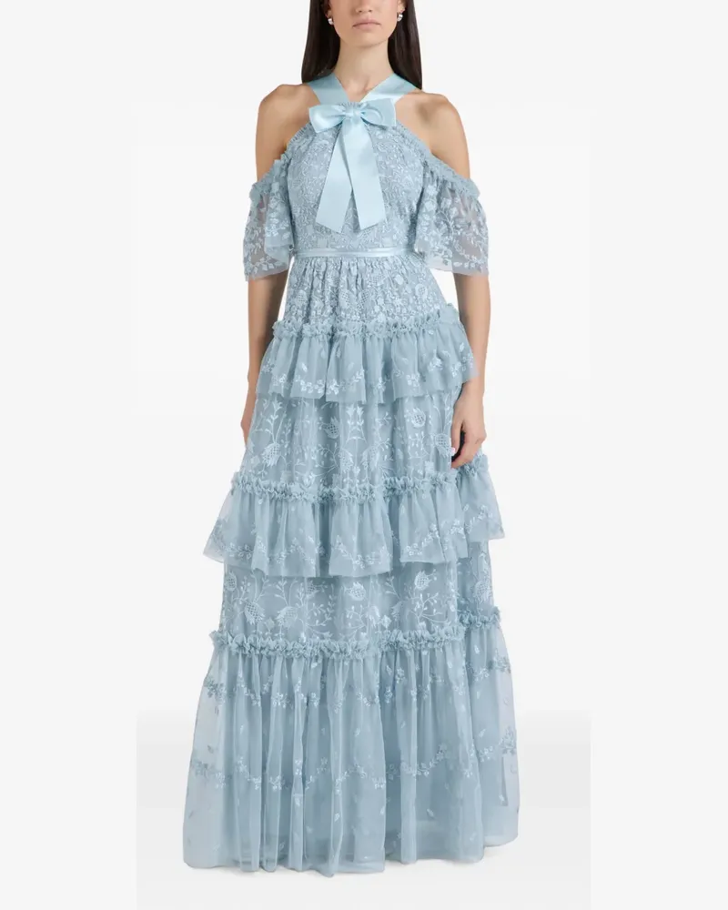 Needle & Thread Primrose Maxikleid mit Blumenstickerei - Blau Blau