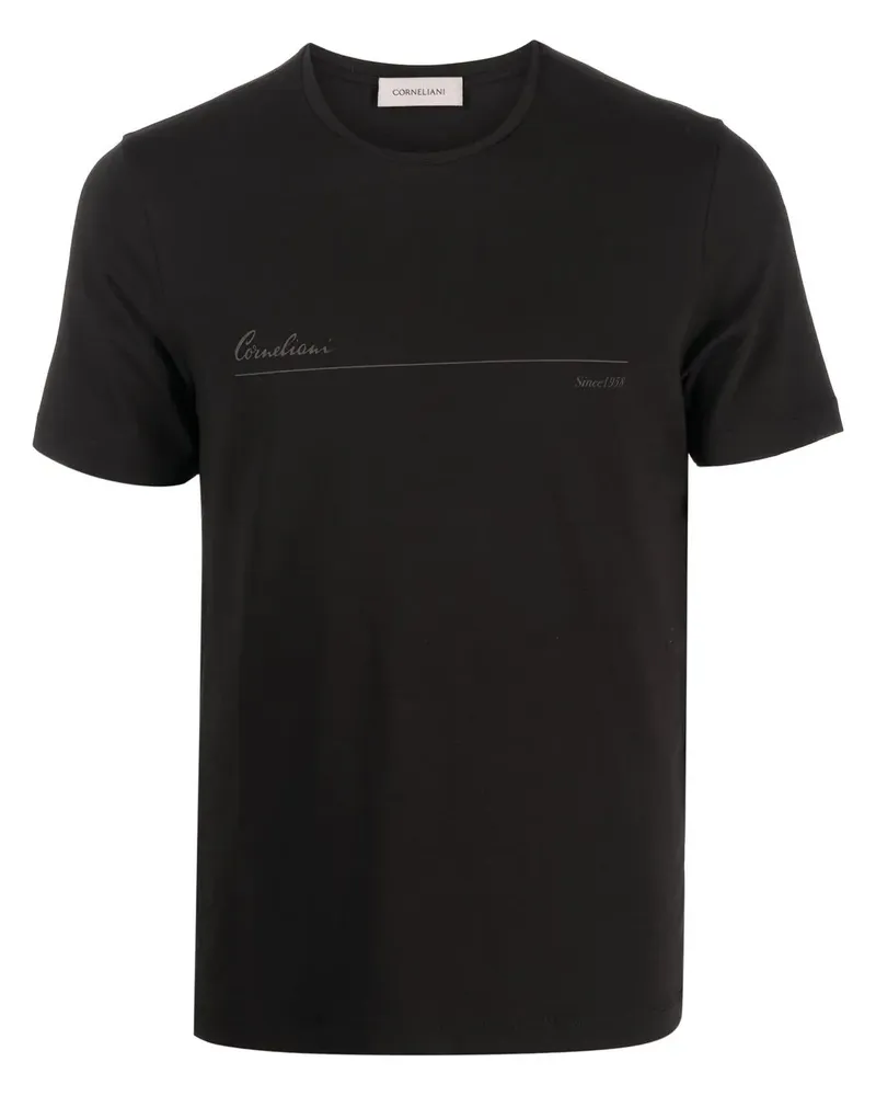 Corneliani T-Shirt mit Logo-Print - Schwarz Schwarz