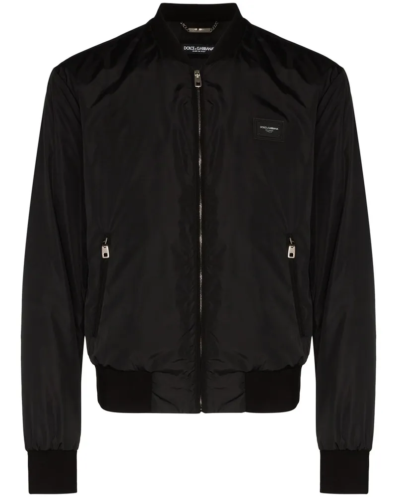 Dolce & Gabbana Bomberjacke mit Logo-Schild - Schwarz Schwarz