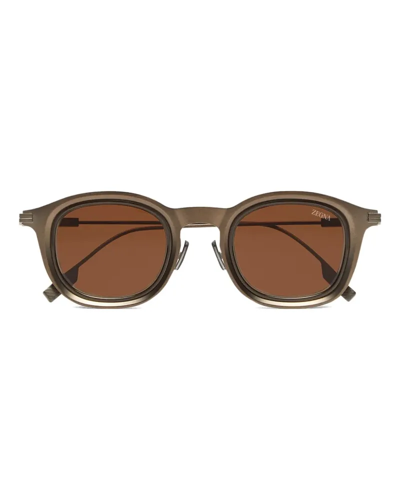 Ermenegildo Zegna Sonnenbrille mit rundem Gestell - Braun Braun