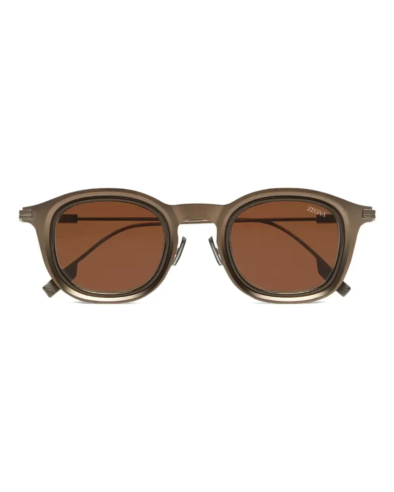 Ermenegildo Zegna Sonnenbrille mit rundem Gestell - Braun Braun