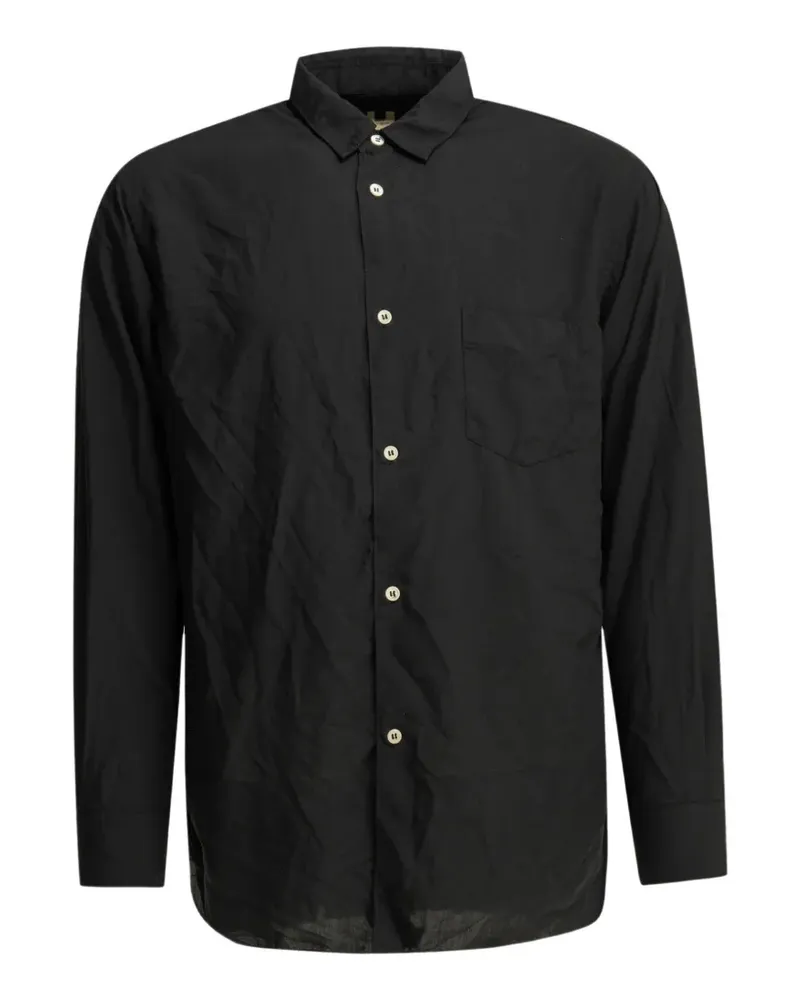Comme des Garçons crinkled-effect chest-pocket shirt - Schwarz Schwarz