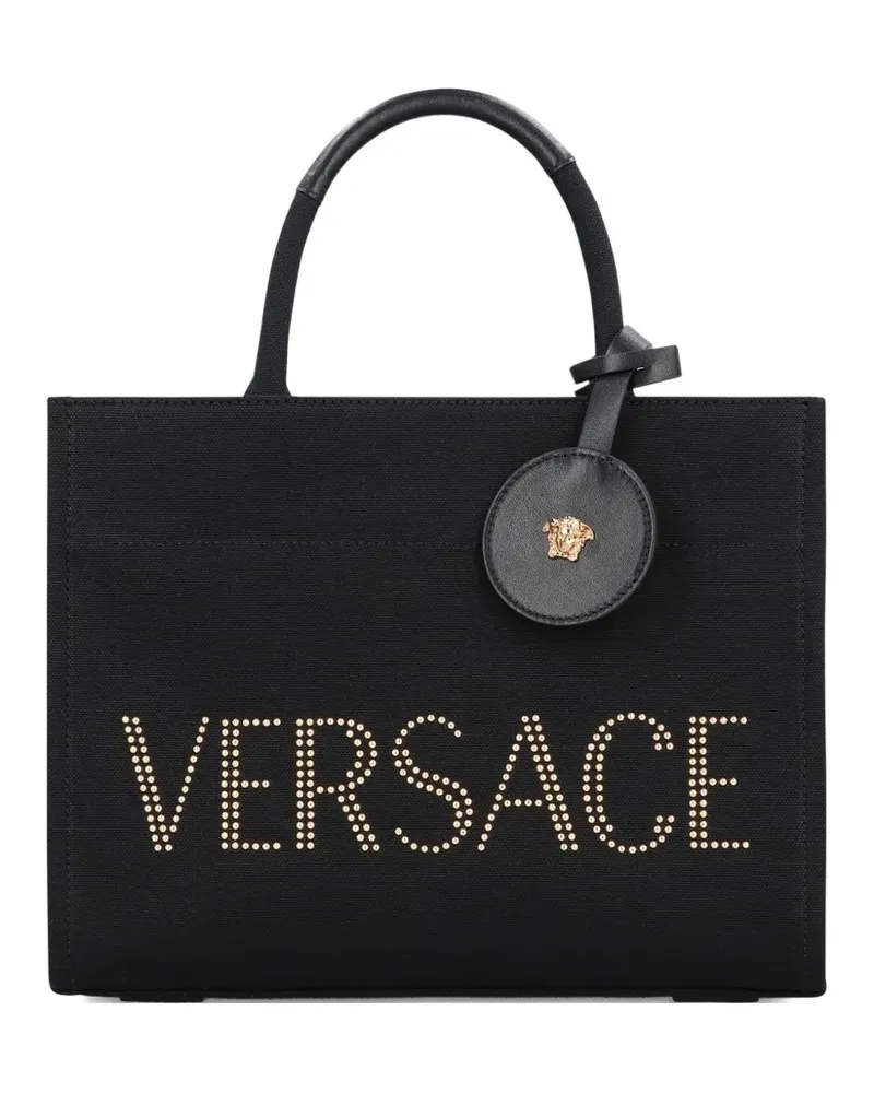 Versace Canvas-Tote Bag mit Nieten-Logo - Schwarz Schwarz