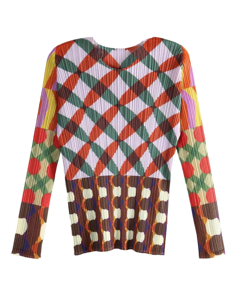 Issey Miyake Plisseetop mit Print - Violett Violett