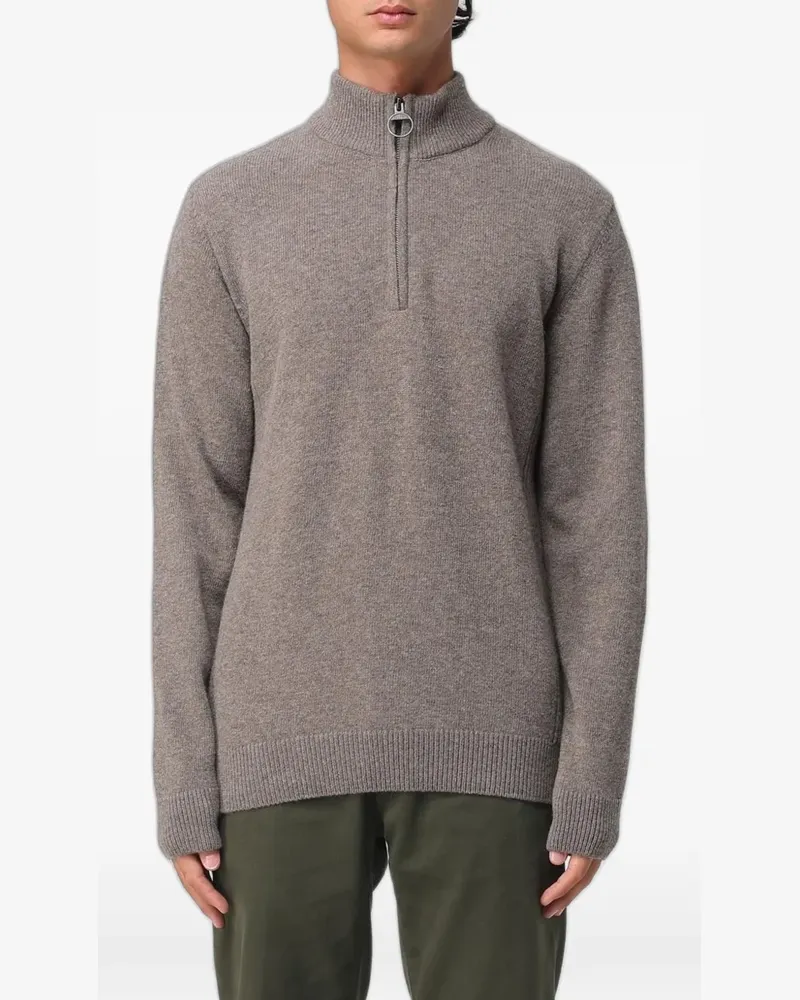Barbour tartan-patch half-zip sweater - Braun Braun