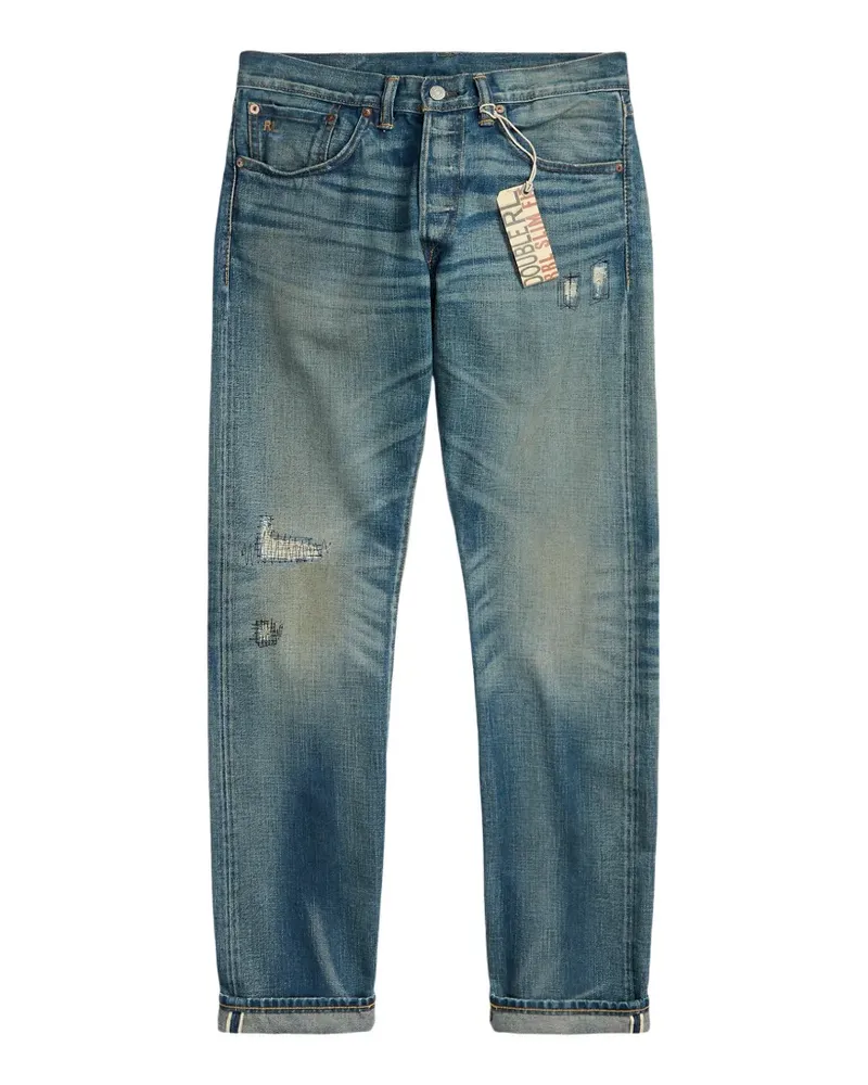 Ralph Lauren Ridgway RRRL Slim-Fit-Jeans im Distressed-Look - Blau Blau