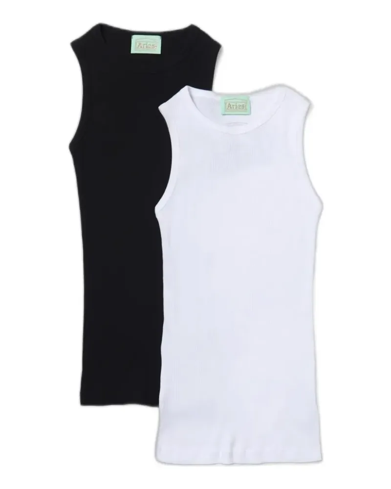 Aries logo-print ribbed tank top (set of two) - Weiß Weiß
