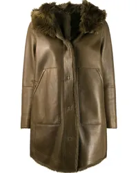 Yves Salomon Kapuzenmantel mit Shearling Grün