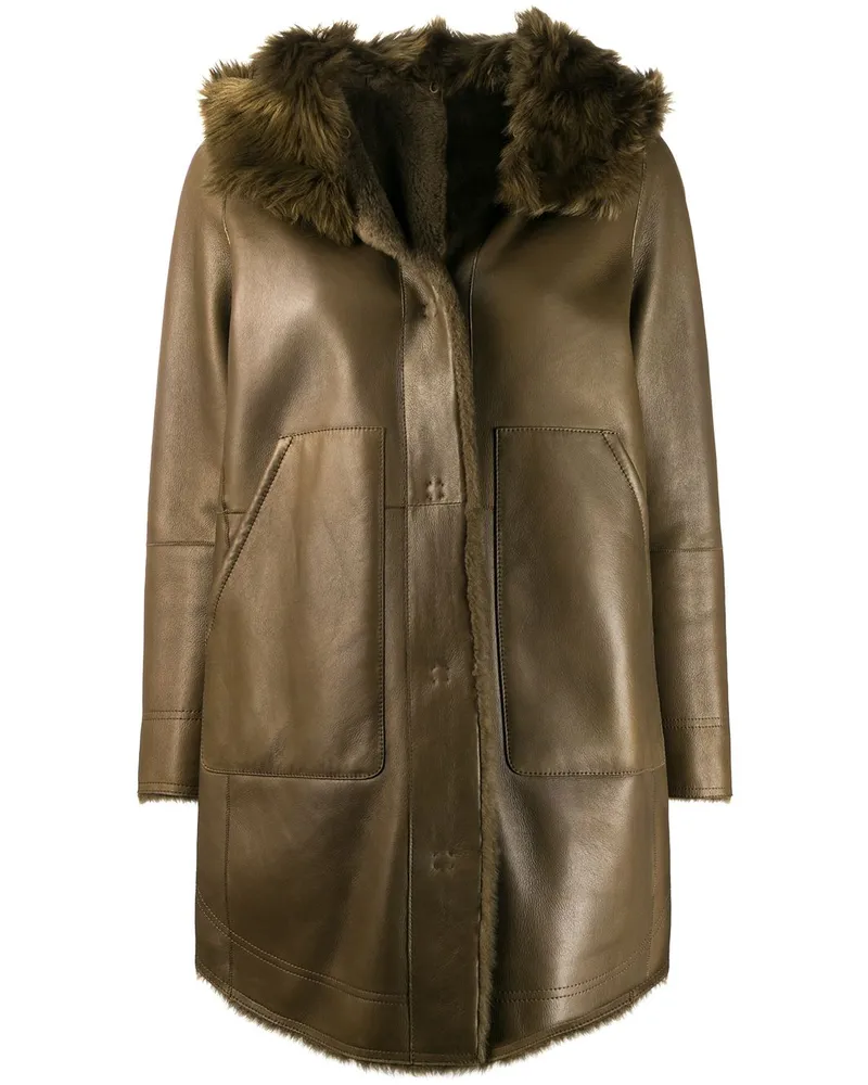 Yves Salomon Kapuzenmantel mit Shearling - Grün Grün