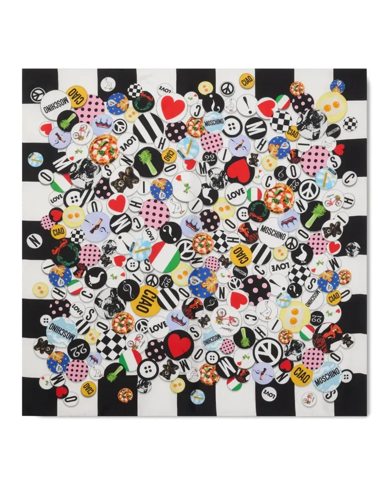 Moschino checkerboard-print silk scarf - Schwarz Schwarz
