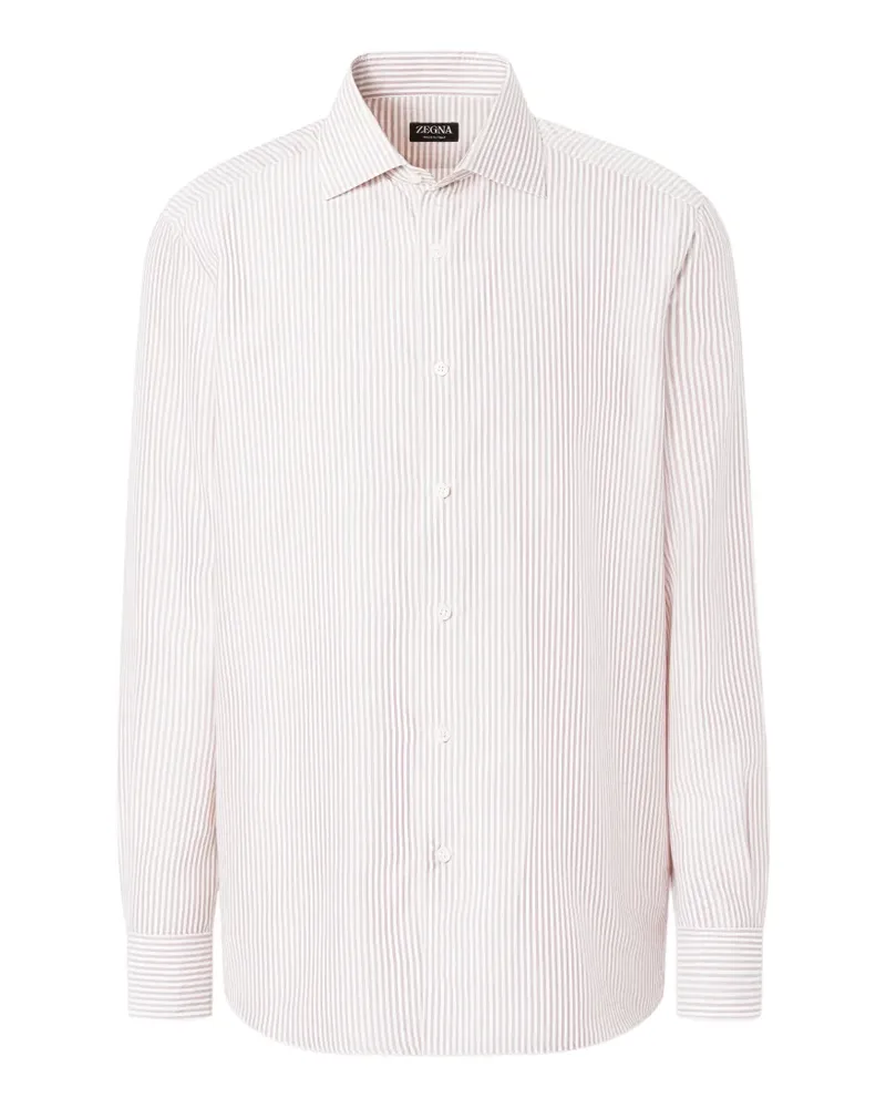 Ermenegildo Zegna Gestreiftes Seidenhemd - Weiß Weiß