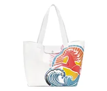 L Le Pliage Tote Bag mit Pferde-Print - Weiß