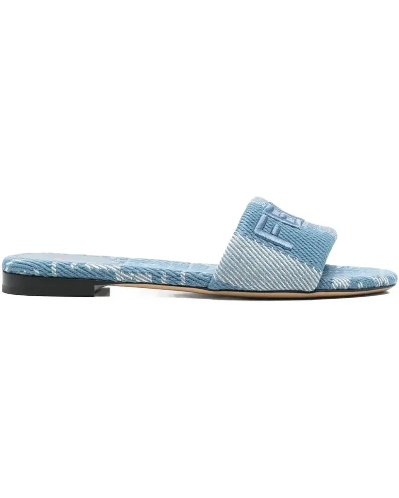 Fendi Flache Sunshine Sandalen mit Logo-Stickerei - Blau Blau