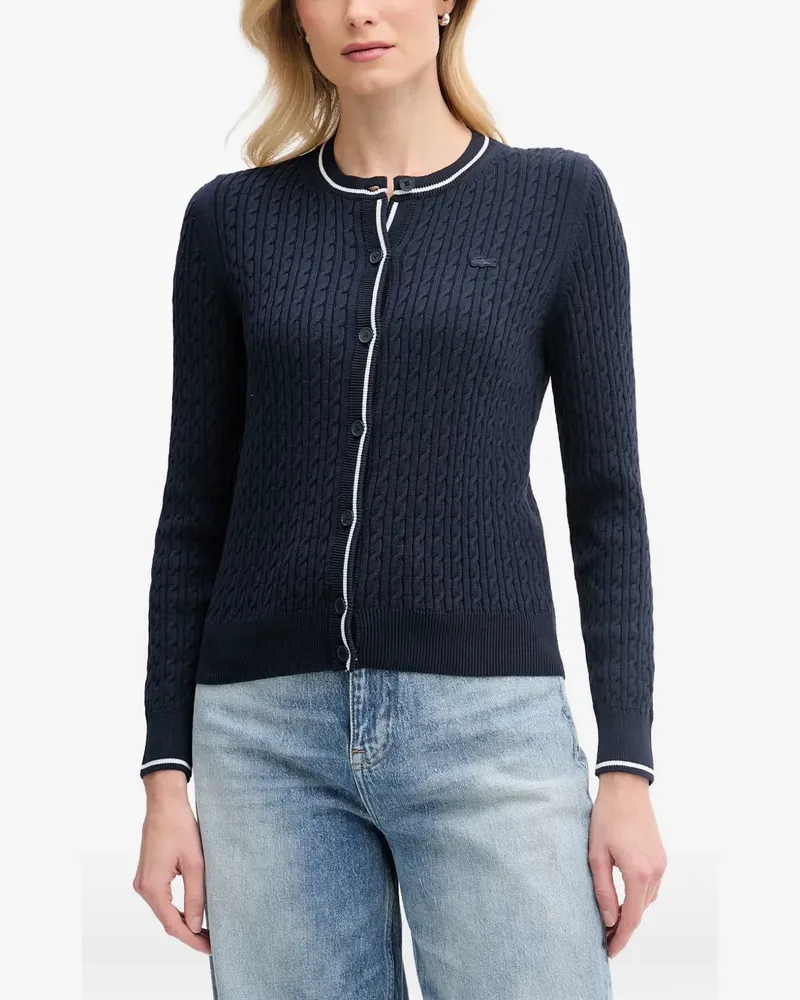 Lacoste Gestreifter Cardigan mit Zopfmuster - Blau Blau
