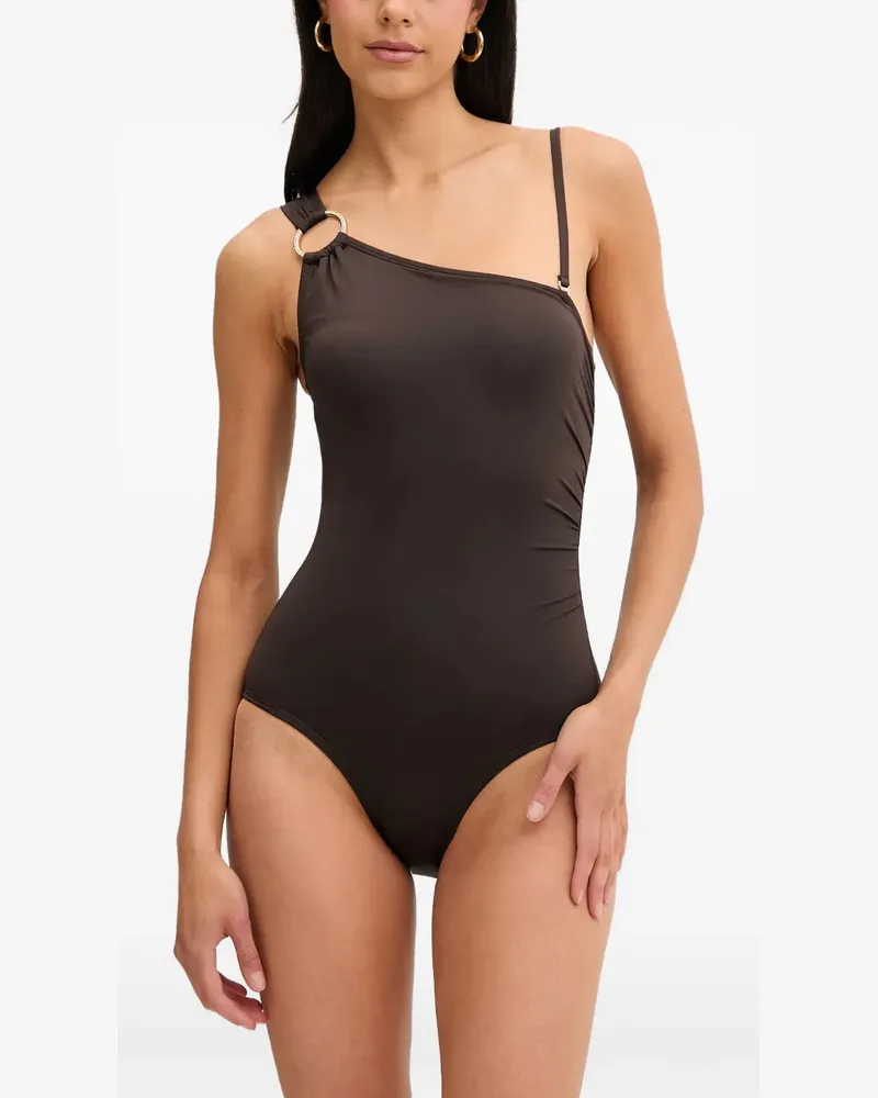 Michael Kors One-Shoulder-Badeanzug mit Ringdetail - Braun Braun