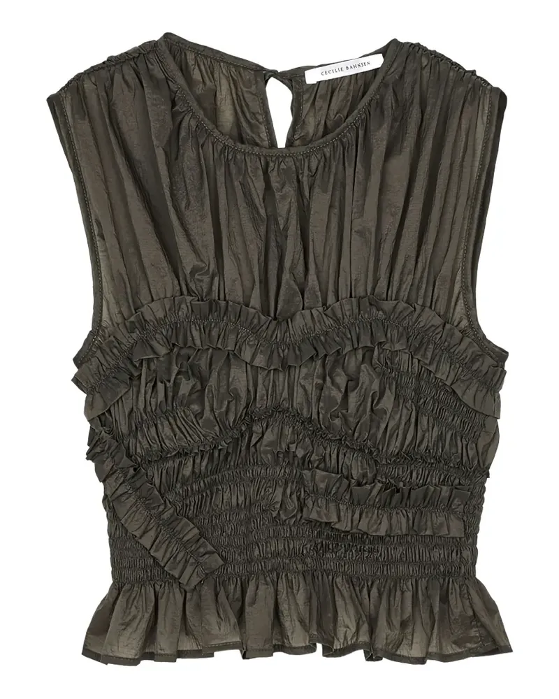 Cecilie Bahnsen Gerüschtes CBuphi Ripstop-Oberteil - Grün Grün