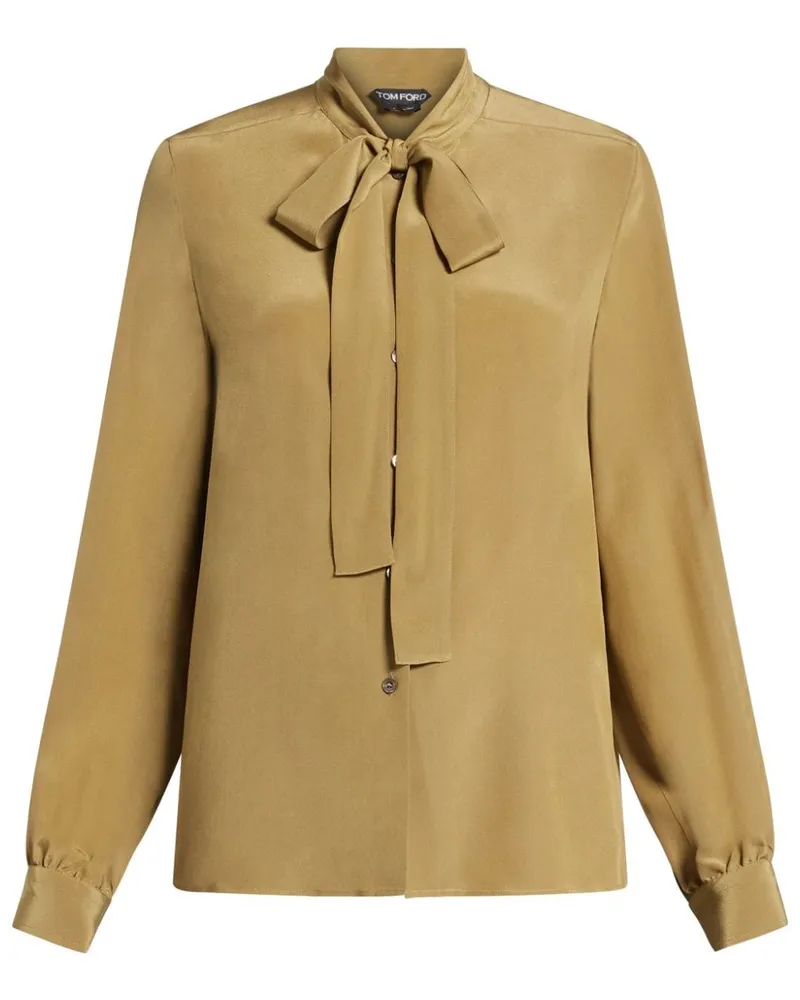 Tom Ford Seidenbluse mit Schleifenkragen - Grün Grün