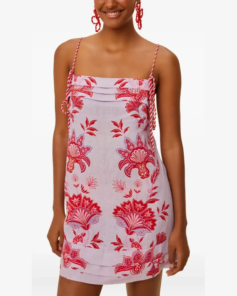 FARM Rio rope strap floral garden mini dress - Violett Violett