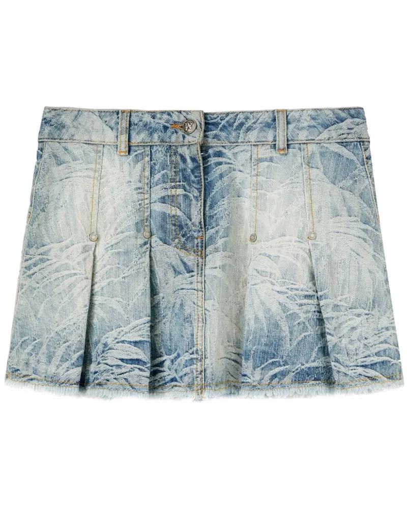 Palm Angels Falten-Minirock aus Palmen-Jacquard - Blau Blau