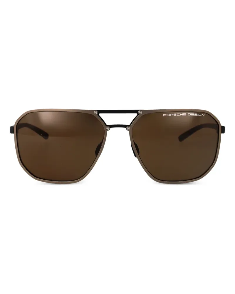 Porsche Design Sonnenbrille mit eckigem Gestell - Schwarz Schwarz