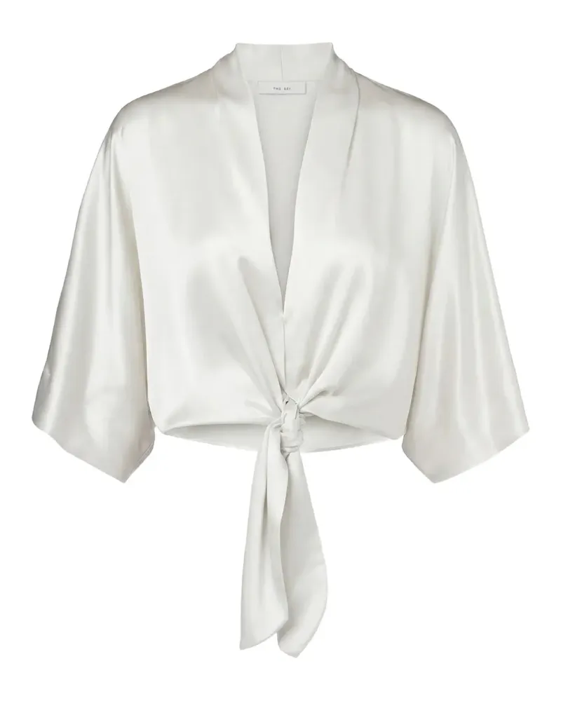 The Sei Dolman tie-front silk blouse - Weiß Weiß
