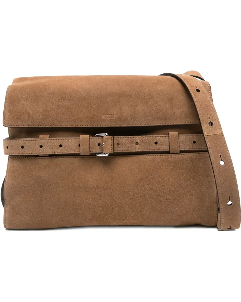 Moschino belted suede messenger bag - Braun Braun