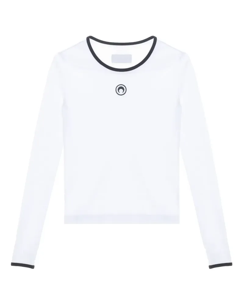 Marine Serre Langarmshirt mit Mond-Logo - Weiß Weiß