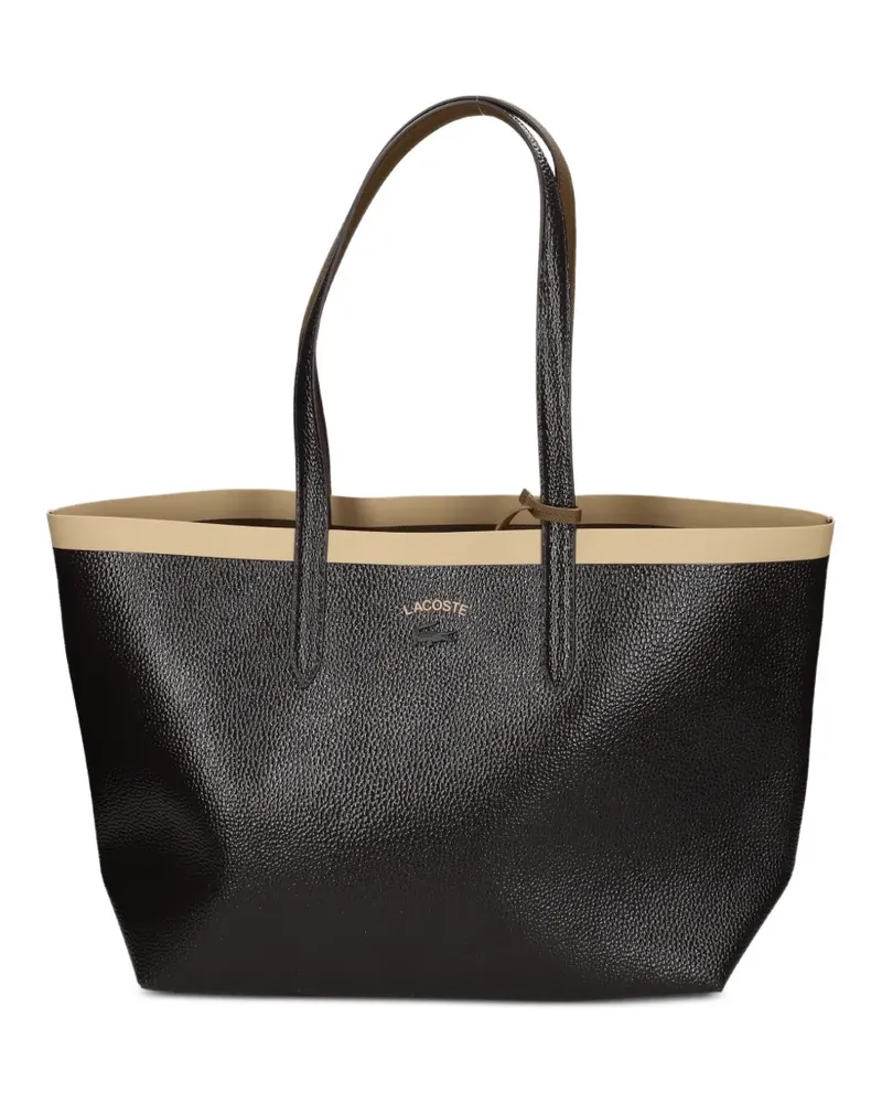 Lacoste Tote Bag mit gekörntem Effekt und Kontrastbesatz - Braun Braun