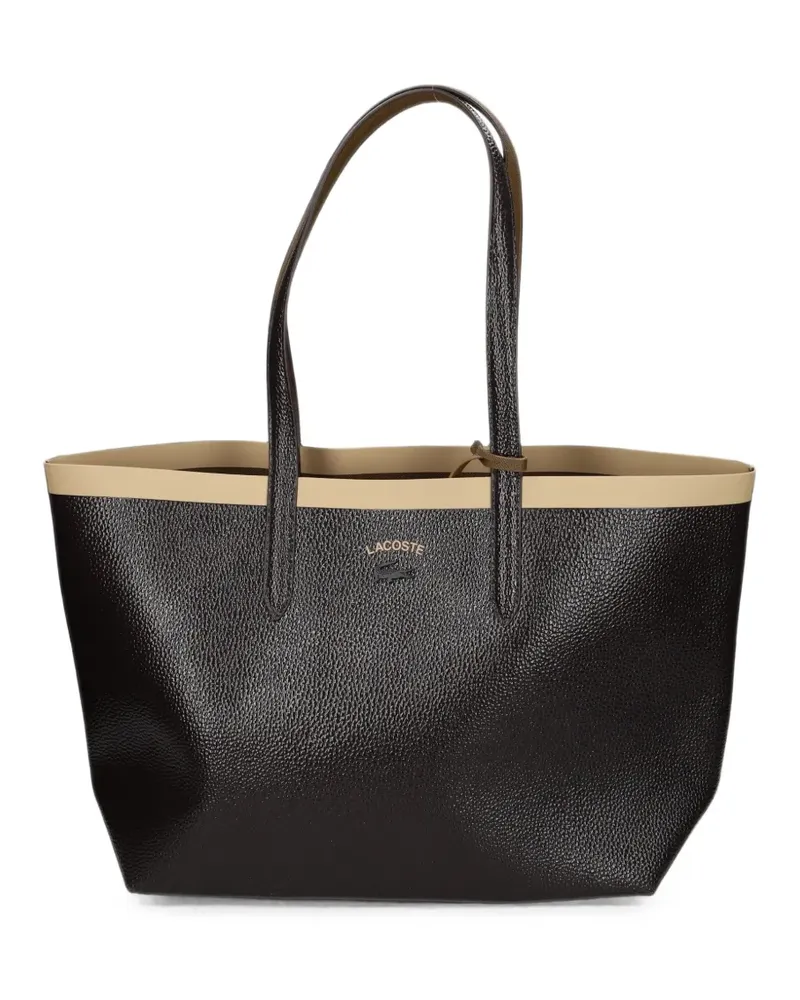 Lacoste grainy-effect contrast-trim tote bag - Braun Braun