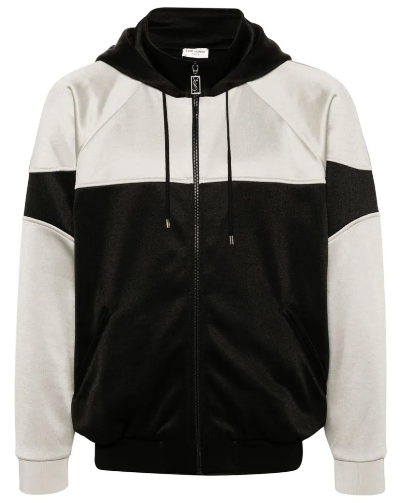 Saint Laurent Zweifarbige Kapuzenjacke - Schwarz Schwarz
